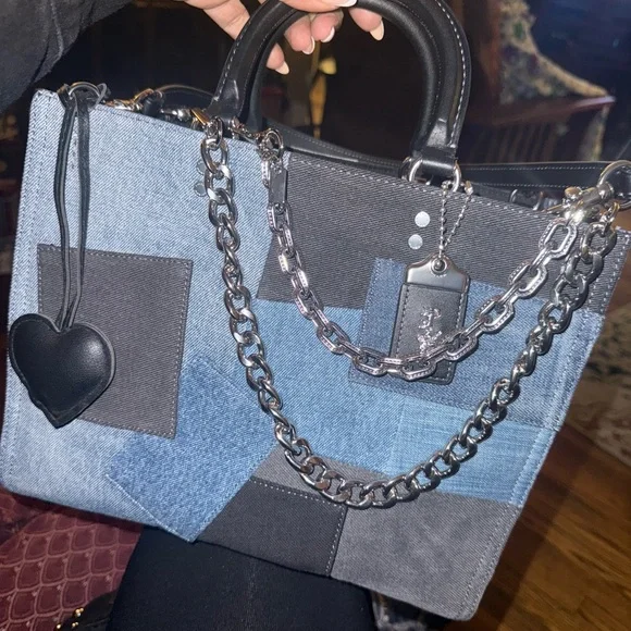 Coach Denim Patchwork Rogue Bag - Picture 1 of 15